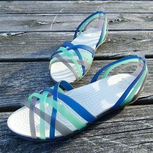 Crocs Huarache Isabella Teal Blue Jelly Sandals